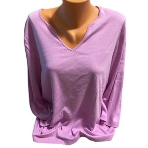 Talbots Lavender Long Sleeve V-Neck Tee